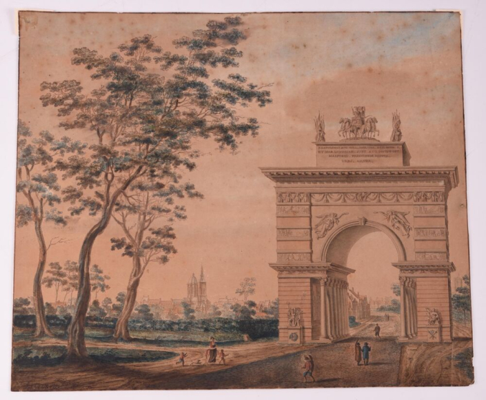 Triomfboog voor blijde intrede in Gent van Napoleon
