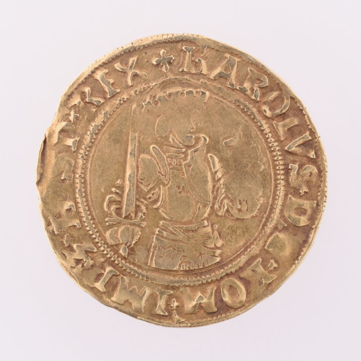 Een gouden Carolus uit de 16de eeuw, met beeltenis van Keizer Karel