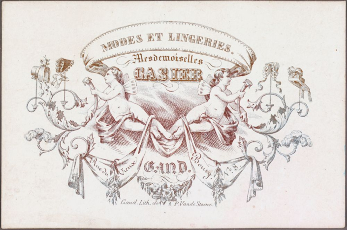 Adreskaart van winkel van dameskleding en ondergoed Casier, Gent